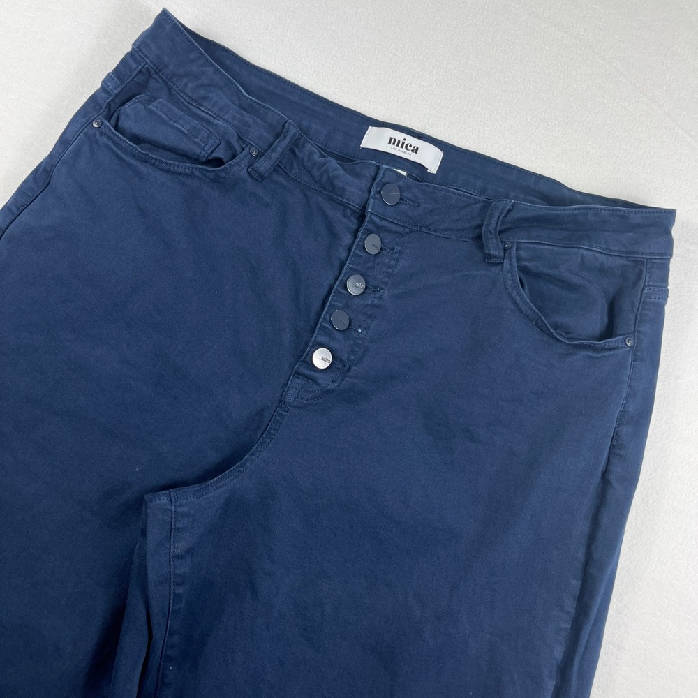 Mica‎ Los Angeles Women's Navy Blue Wide Leg Cropped Jeans Button Fly Size 16W